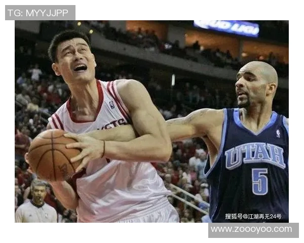 姚明在赛场上奋力抢篮板的精彩瞬间图片展示